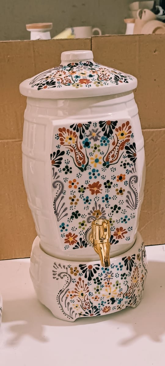 Handpainted Tunisian Ceramic Dispenser – Olive Oil, Juice & More